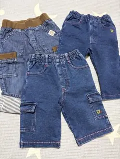 ミキハウス　ベビー　ズボン　デニム　3点セット　80cm 90cm