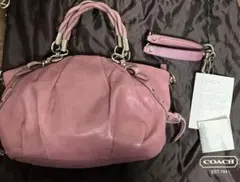COACH 2way ハンドバッグ ピンク レザー - メルカリ