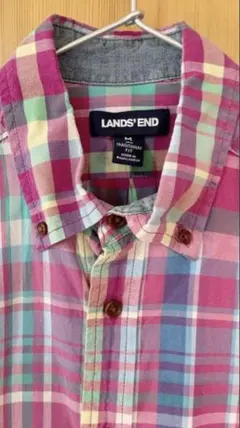 Lands' End 半袖シャツ M ピンク系 チェック柄のサムネイル