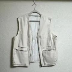 ZARA MAN ベスト アイボリー ジップポケット