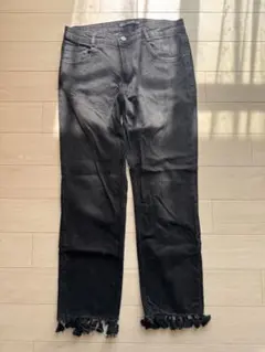 ZARA ブラックデニムパンツ フリンジ裾 EUR 38