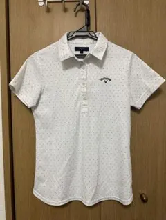 Callaway ゴルフポロシャツ レディース M 半袖 ホワイト ドット柄