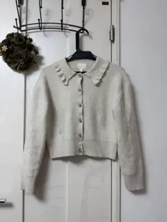 H&M フリル襟 ニットカーディガン XS