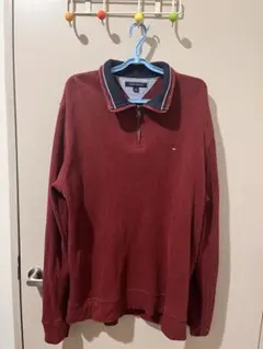 TOMMY HILFIGER ハーフジップニット 赤 Lサイズ