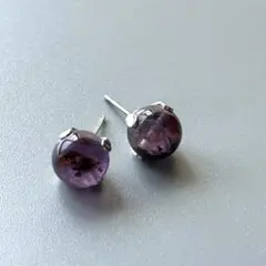 アメジストエレスチャルピアス　サージカルステンレス