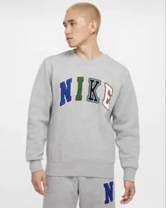 NIKE ナイキ スウェット トレーナー グレー 刺繍ロゴ ほぼ新品 人気モデル