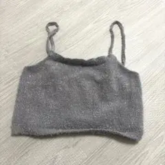 しまむら Helm ラメフェザーニットビスチェ グレー L