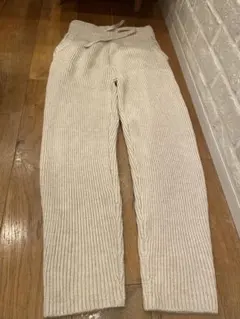 RODEO CROWNS リブ編みイージーパンツ M クリーム ボトムス ニット