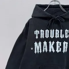 US古着 TROUBLE MAKER パーカー ビッグロゴ ゆるだぼ 黒のサムネイル