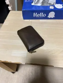 三つ折り財布　コンパクト　本革レザー　カーキ