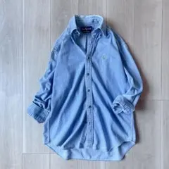 ラルフローレン BD デニムシャツ ゆったり9号 ポニー刺繍 オーバーサイズ