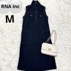 RNA inc ◆ ノースリーブフリースロングワンピース(M)紺　ハイネックのサムネイル