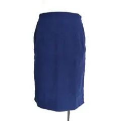 美品 LOWRYSFARM ネイビースエード調2way膝丈スカート