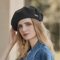 ブラックウールベレー帽