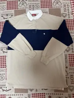 POLO ラガーシャツ ベージュ/ネイビー