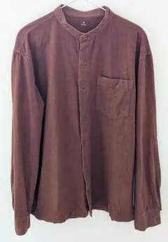 無印良品　スタンドカラーフランネルシャツ　レンガ