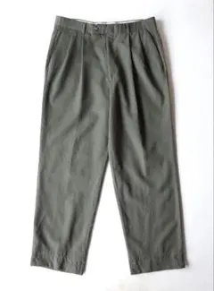 90's ビンテージ　スラックス ウールパンツ　オリーブ　2タック　W34
