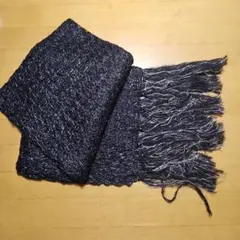 黒　金ラメ入り　 フリンジ付き ストール