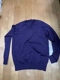 UNIQLO エクストラファインメリノウール Vネックセーター パープル