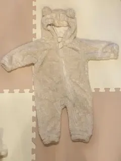 80cm クマもこもこ　ロンパース　6-12m 耳付き　カバーオール