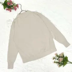 【ユニクロ】ミドル ゲージ モックネック セーター ニット ウール ベージュ Ｓ