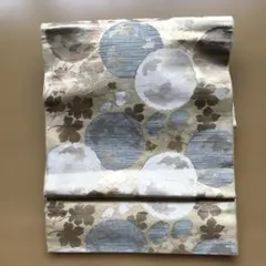 袋帯 金色と青色の円模様　フォーマル