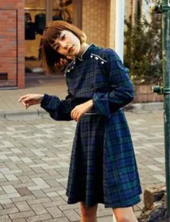 PAMEO POSE Mandarin Dress Plaid グリーン S