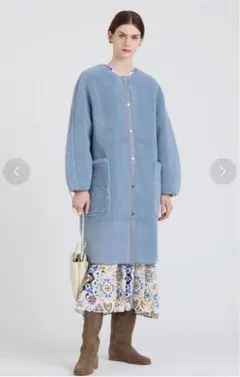 フリース ライトブルーロングコート