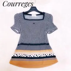 新品・未使用 クレージュ 千鳥格子柄 トップス L ブラウン