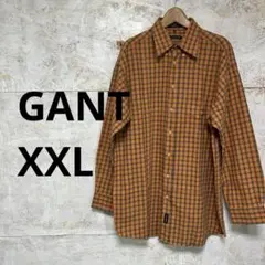 【 6315番】GANT オレンジ系チェック 長袖シャツ　メンズXXL 春秋冬のサムネイル