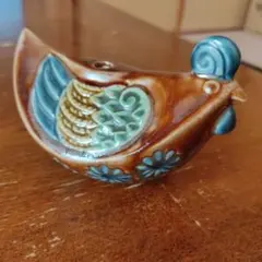 鳥型置物 青茶色 置物