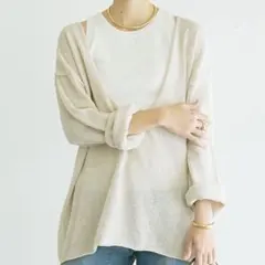 GALLARDAGALANTE 深Vネックルーズニット ベージュ