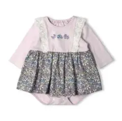 80花柄スカート付き長袖ロンパース・オール/こどもの森