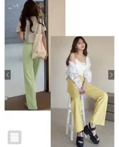 GRL グレイル　センタープレスストレートパンツ XS イエロー