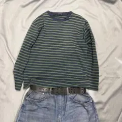 90s OLD UNIQLO striped cut sew 紺タグ