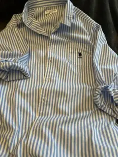 ポロストライプオーバーサイズシャツ　今日好きバオくん着用