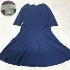 ローレンラルフローレンドレス ネイビー ロング丈 ワンピース 伸縮 XS