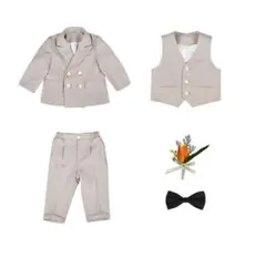 スーツ　ベスト　ジャケット　ベージュ　男の子　入園式　結婚式　90cm