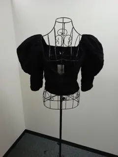 044ZARA ブラック パフスリーブ トップス XL
