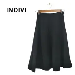 INDIVI プリーツ ウール混 ロングスカート 上品 38