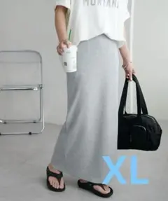 【未使用美品】グレーXL ディスコートDISCOATリブカットナロースカート