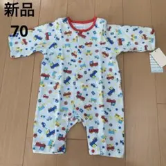 新品70★車柄 薄手カバーオール ロンパース