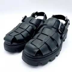 美品✨ZARA ザラ　グルカサンダル　本革　厚底 オールブラック　26cm