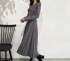 olu. フラップロングプリーツワンピース