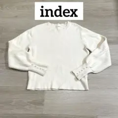 index アイボリー　オフホワイト　ニット　パール　パフスリーブ