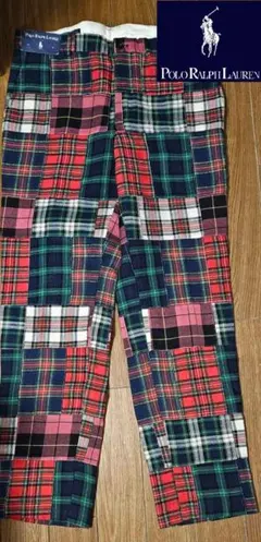送料無料/新品未使用Polo Ralph Lauren チェック柄パンツ34