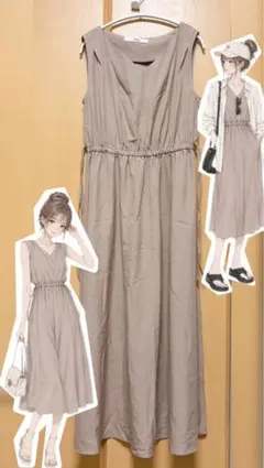 GRL グレイル ロングワンピース ベージュ ノースリーブ