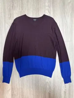 PS Paul Smith　ブラウンとブルーのVネックニット M