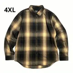 シャカウェア プレイド フランネル オーバーシャツ タンｘブラウン 4XL