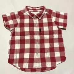 BURBERRY 赤と白のチェック 半袖シャツ 80cm